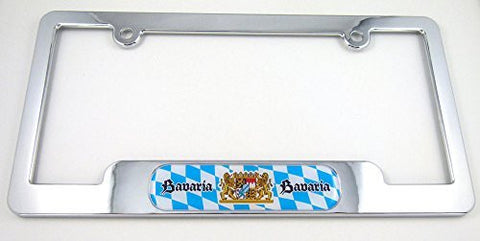 Bavaria German Chrome plated ABS License Plate Frame Dome Emblem BayernFree caps