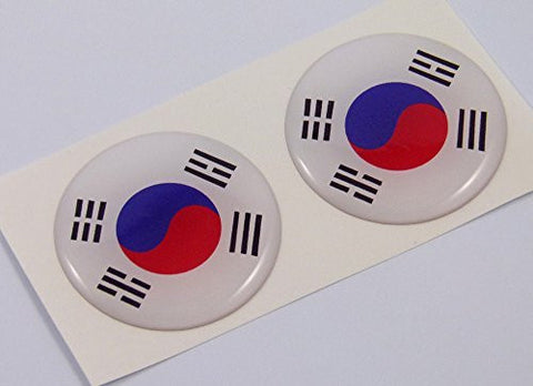 Korea south flag Round domed decal 2 emblem Car bike stickers 1.45" PAIR