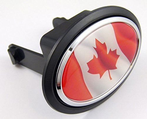 Canada Canadian Flag Hitch Cover cap 2" receiver black with chrome & dome