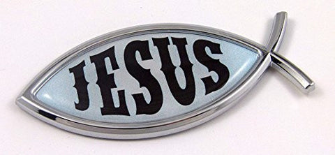 Car Chrome Decals CBFSH-JESUS Jesus Fish Ichthus Pisces Car Chrome Emblem Decal 3D Sticker Religious Christian