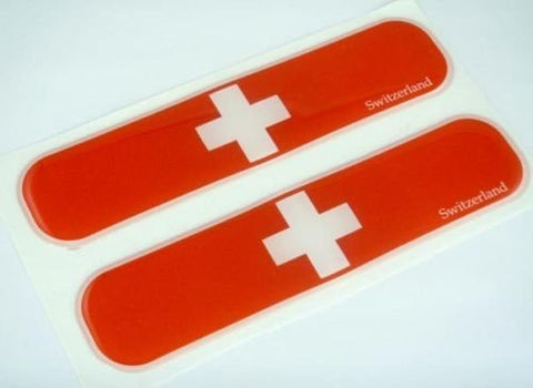 Switzerland Swiss Flag Domed Decal Emblem Car Flexible Sticker 5" Set of 2