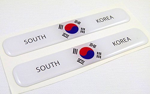 North Korea Flag Domed Decal Emblem Resin car stickers 5"x 0.82" 2pc.