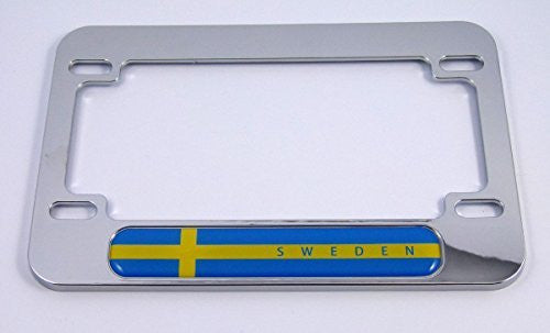 Sweden Swedish flag Motorcycle Bike ABS Chrome Plated License Plate Frame