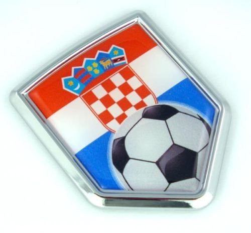 Croatia, Croatian Flag Car Chrome Emblem Sticker with Soccer ball