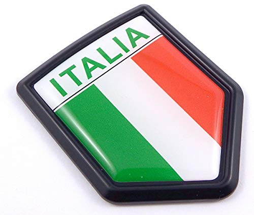 Italia Italian Flag Black Shield Car Bike Decal Crest Emblem Italy 3D Sticker
