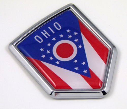 Ohio OH USA State Flag Car Chrome Emblem Decal Sticker bike laptop boat 3dd Sticker badge