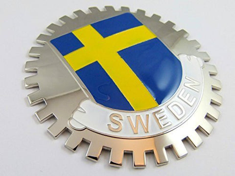 Grille Badge Sweden for car truck grill mount Swedish flag emblem chrome