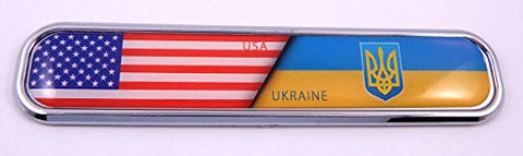 USA/Ukraine Flag Chrome Emblem 3D auto Decal Sticker car Bike Boat 5.3"