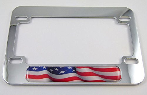 USA American Flag Motorcycle Bike ABS Chrome Plated License Plate Frame