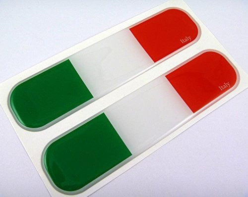 Italy Italian Flag Domed Decal Emblem Chrome Car Flexible Sticker 5" Set of 2