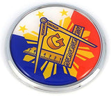 Mason Philippines Flag 2.75" Car Chrome Round Emblem Decal 3D sticker badge Masonic Philippine