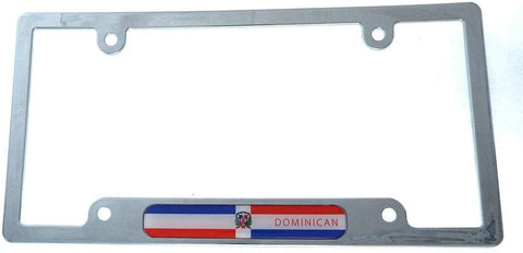 Dominican Republic Flag car License Plate Frame Plastic Chrome Plated CP08