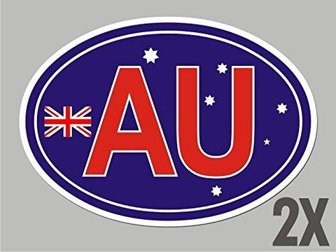 2 Australia AU OVAL stickers flag decal bumper car bike laptop window door CL004