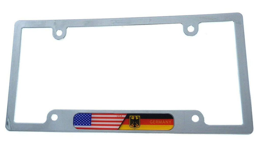 USA Germany Flag car License Plate Frame Chrome Plated Plastic tag Holder CP08