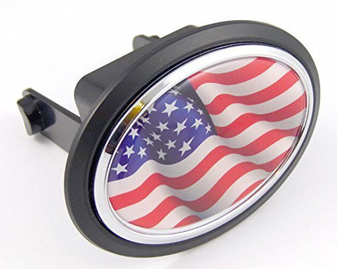 USA American states Flag Hitch Cover cap 2" receiver black with chrome & dome
