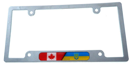 Canada Ukraine Flag License Plate Frame Plastic Chrome Plated tag Holder CP08