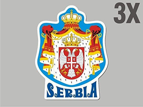 3 Serbia shaped stickers flag crest decal bumper car bike emblem Vinyl CN034