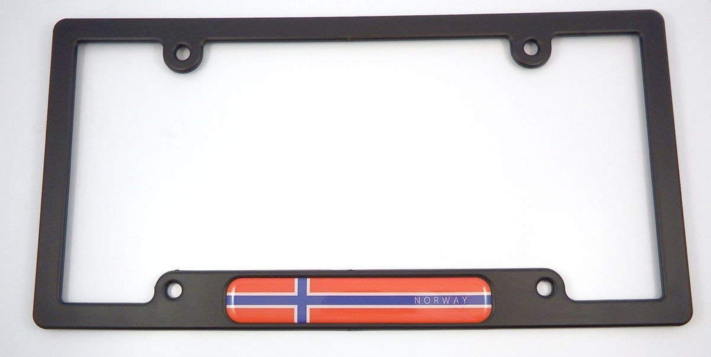 Norway Flag Black Plastic Car License Plate Frame Domed Decal