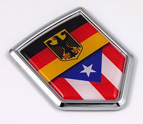 Germany Puerto Rico German Rican Flag Car Chrome Emblem Decal 3D Sticker