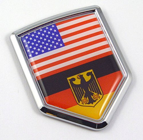 Car Chrome Decals CBSHD228-077 USA Germany American German Flag Car Chrome Emblem 3D Decal Sticker with adhesive