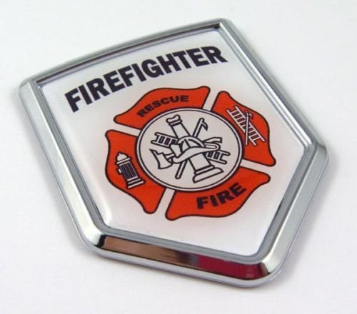 Car Chrome Decals CBSHD300FIRE Firefighters Flag Car Chrome Emblem Decal bumper Sticker firefighter department