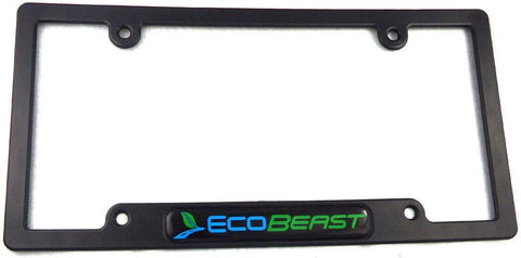 EcoBeast Black Black Plastic Car License Plate Frame Holder
