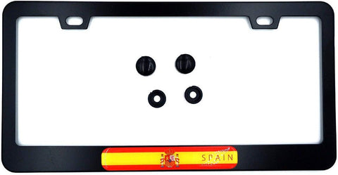 Spain Spanish Flag Metal Black Aluminium Car License Plate Frame Holder