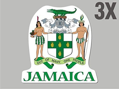 3 Jamaica shaped stickers flag crest decal bumper car bike emblem vinyl CN020