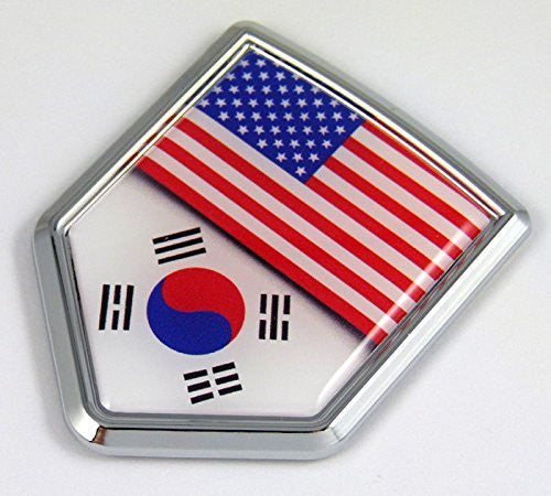 USA South Korea Flag Car Chrome American Emblem 3D Decal Sticker badge crest