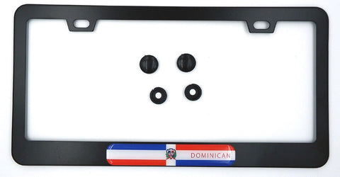 Dominican Republic Flag Metal Black Aluminium Car License Plate Frame Holder