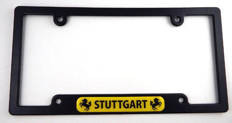 Stuttgart Flag Black Plastic Car License Plate Frame