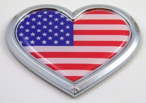 Car Chrome Decals CBHRT228 USA HEART Flag Chrome Emblem Car Decal 3D Sticker Badge Bumper American
