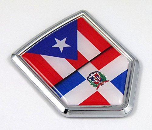 Puerto Rico / Dominican Republic Flag Car Chrome Emblem Decal bike bumper 3D Sticker