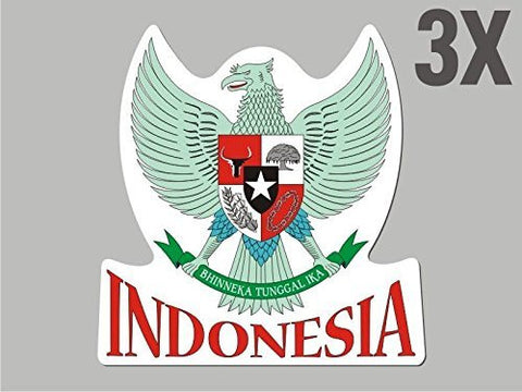 3 Indonesia shaped stickers flag crest decal bumper car bike emblem vinyl CN017