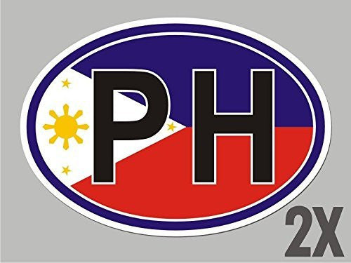 2 Philippines PH OVAL stickers flag decal bumper car bike emblem CL046