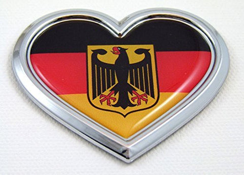 Car Chrome Decals CBHRT077 Germany HEART Flag Chrome Emblem Car Decal 3D Sticker Badge Bumper Deutschland