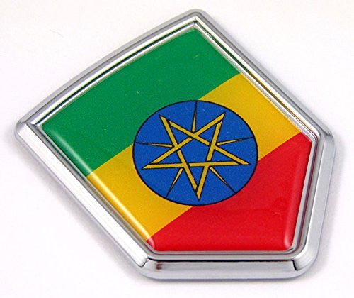 Ethiopia Ethiopian flag Chrome Emblem Car Decal Sticker Bike crest badge
