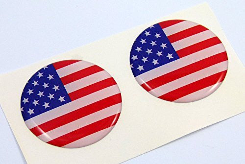 USA American flag Round domed decal 2 emblem Car bike stickers 1.45" PAIR