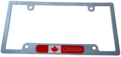Canada Canadian Flag License Plate Frame Plastic Chrome Plated tag Holder CP08
