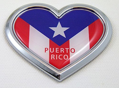 Car Chrome Decals CBHRT171 Puerto Rico HEART Flag Chrome Emblem Car Decal Sticker Badge Bumper Puerto Rican