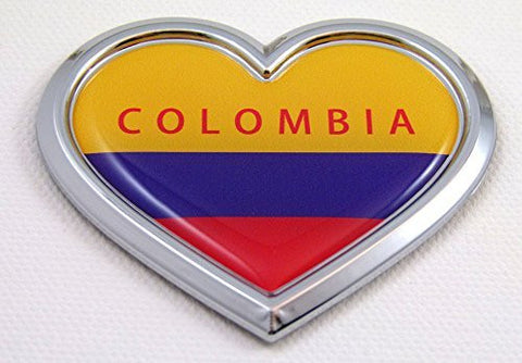 Car Chrome Decals CBHRT046 Colombia HEART Flag Chrome Emblem Car Decal 3D Sticker Badge Bumper Colombian
