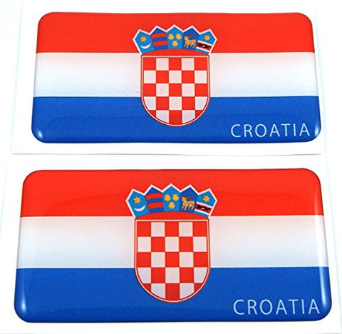 Croatia Flag Domed Decal 3D Sticker Emblem 2.6" Set of 2 Decals