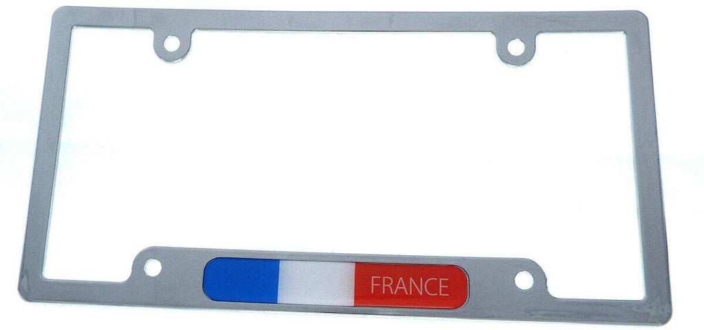 France French Flag car License Plate Frame Chrome Plated Plastic CP08