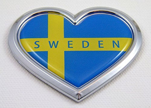 Car Chrome Decals CBHRT207 Sweden HEART Flag Chrome Emblem Car Decal 3D Sticker Badge Bumper Swedish