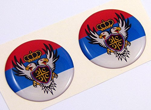 Serbia Serbian flag Round domed decal 2 emblem Car bike stickers 1.45" PAIR