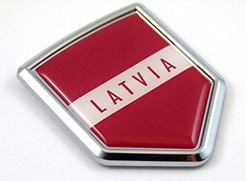 Latvia Flag Chrome Emblem Car Decal Sticker badge crest 3D
