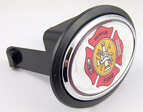 Firefighter department Flag Hitch Cover Cap 2" receiver black with chrome & dome