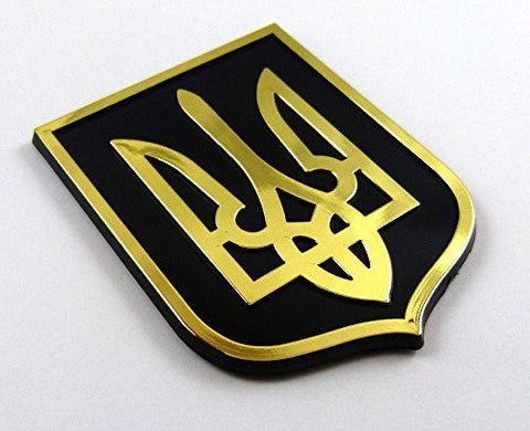 Ukraine Trident Tryzub Black Gold plastic car emblem decal sticker crest UBG