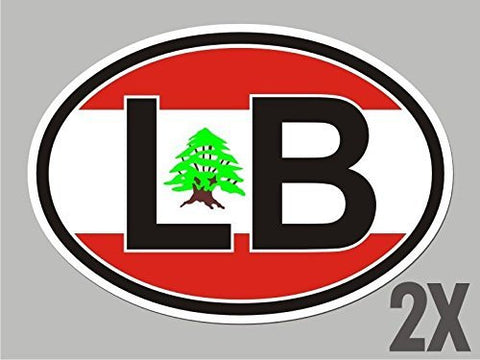 2 Lebanon LB Lebanese OVAL stickers flag decal bumper car bike emblem CL038