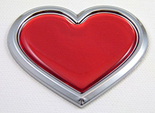 Car Chrome Decals CBHRT-RED Chrome with Red HEART Chrome Emblem Car Decal 3D Sticker Badge Bumper